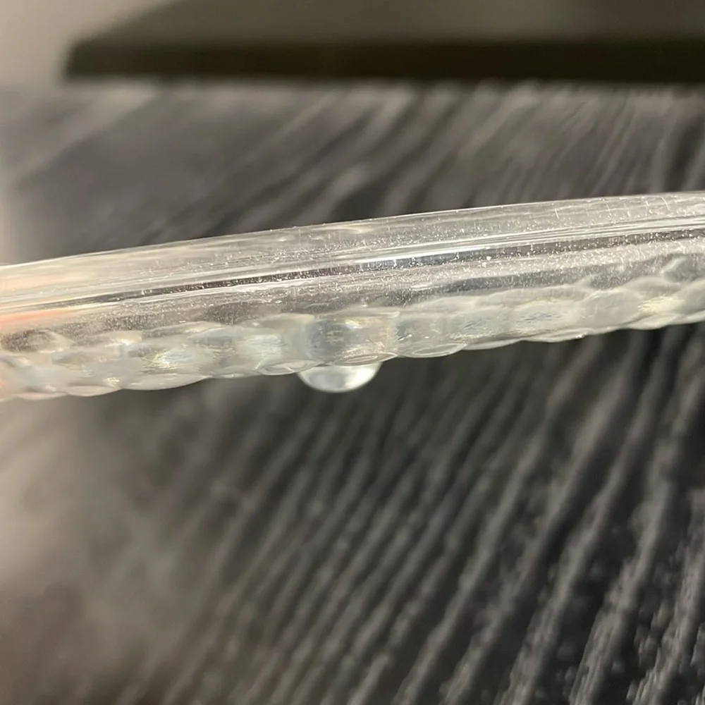 Clear Pebbled Footed Glass Candle Holder. 6”